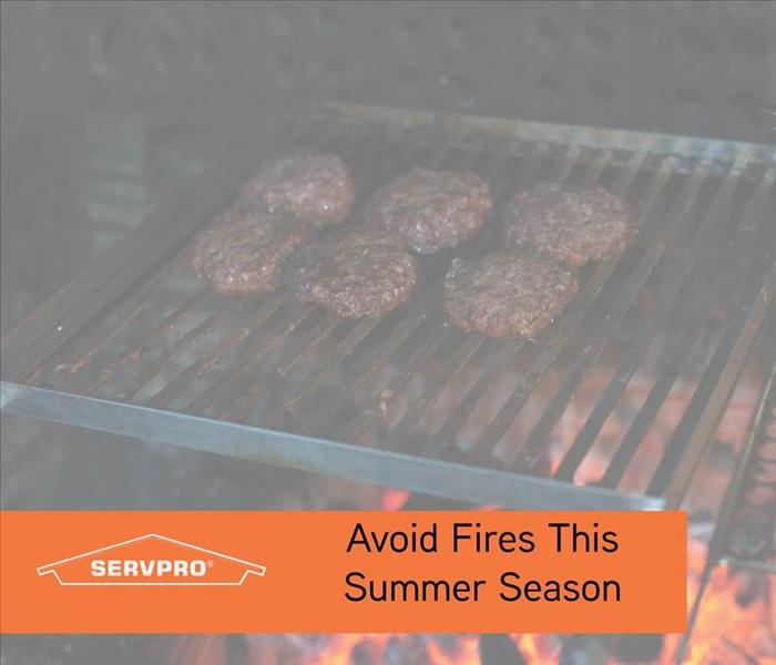 Grill with meat on it with orange box and SERVPRO logo 