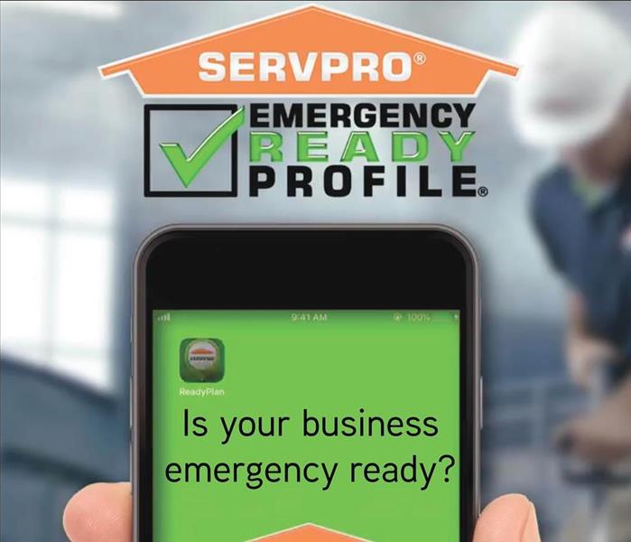 Cell phone with SERVPRO and ERP on screen