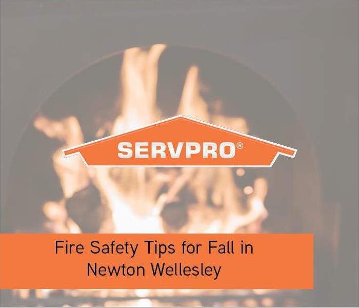 Fireplace in background with Orange SERVPRO logo and text box overlay 
