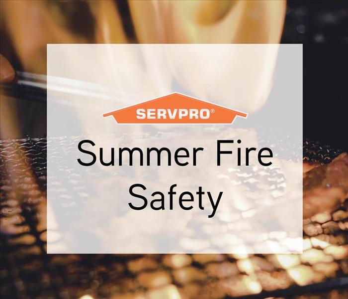 Fire on grill with white box overlay SERVPRO logo 