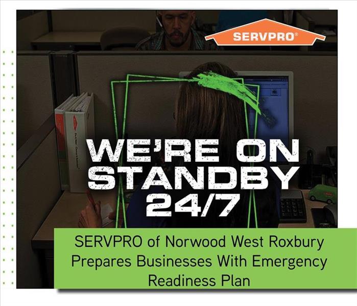 SERVPRO Stand by with green text box and orange SERVPRO logo 