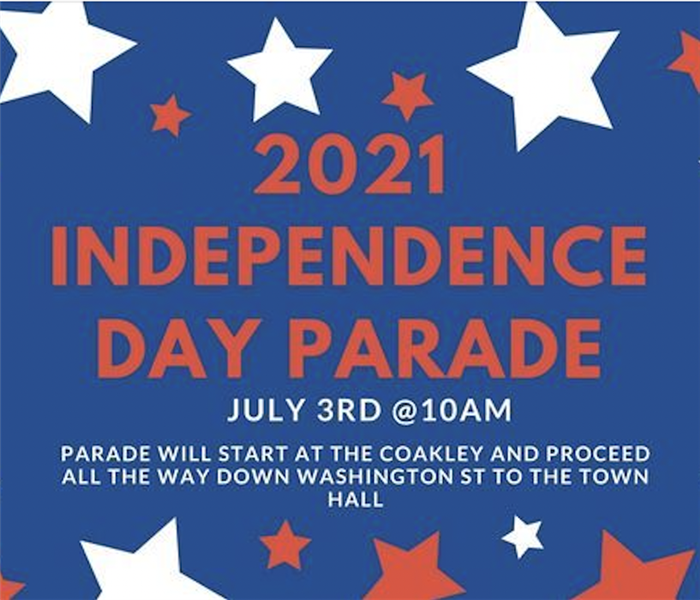 red while and blue advertisement for parade
